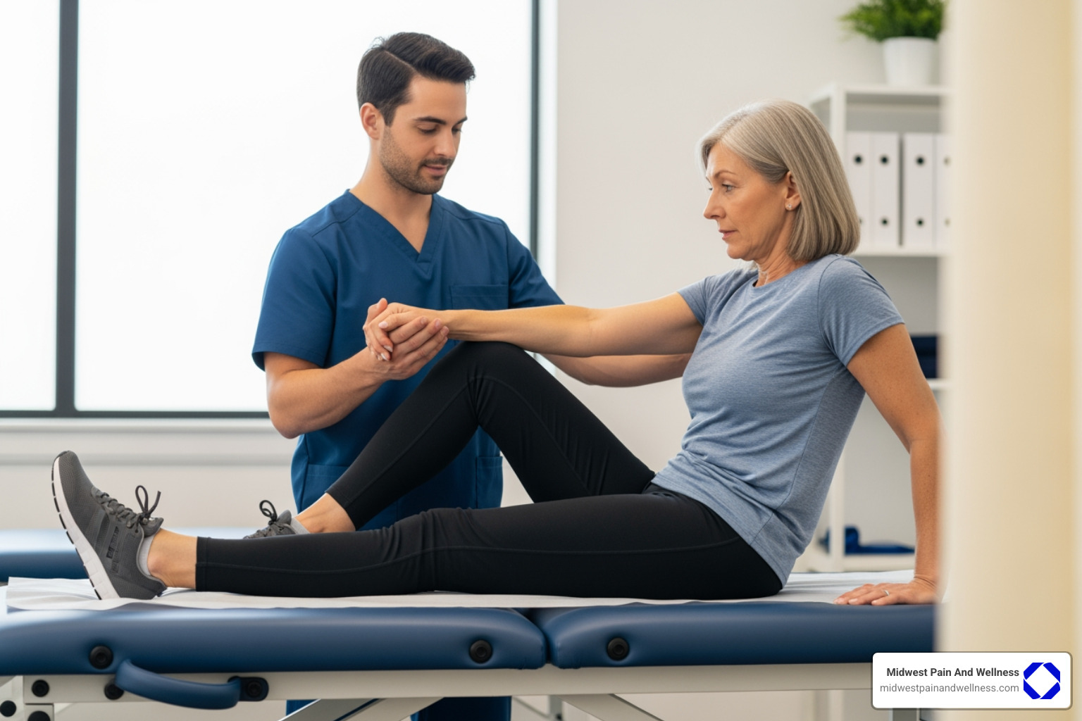 physical therapist assisting a patient with gentle exercises - effective pain management strategies