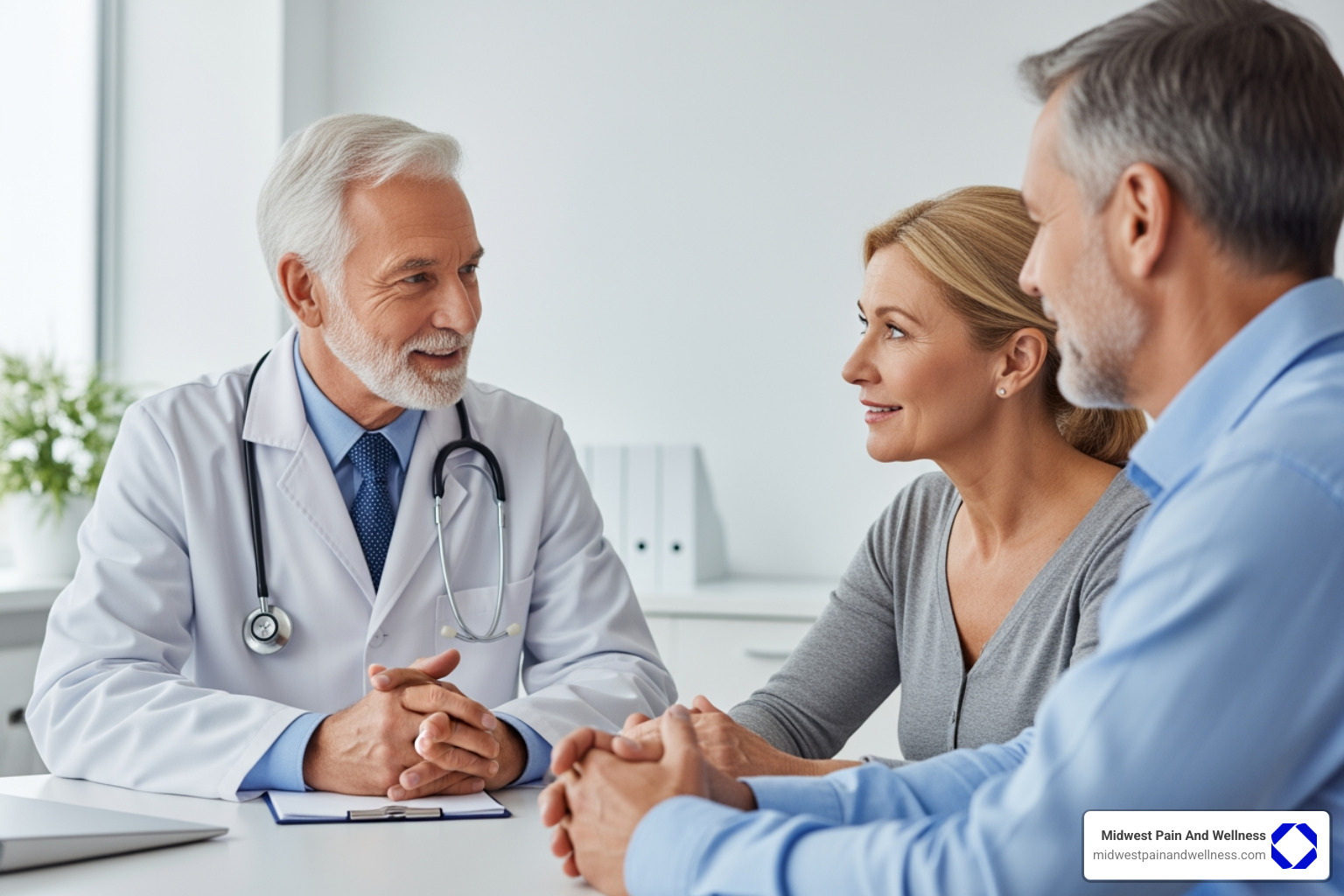 compassionate doctor consulting with a patient - pain injections chicago