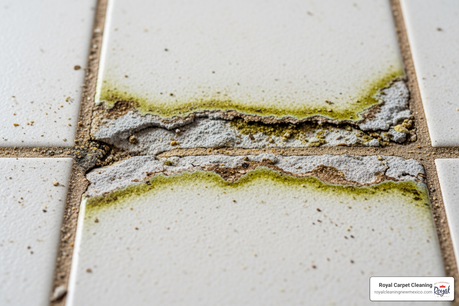 discolored, dirty grout lines up close - tile floor cleaning service