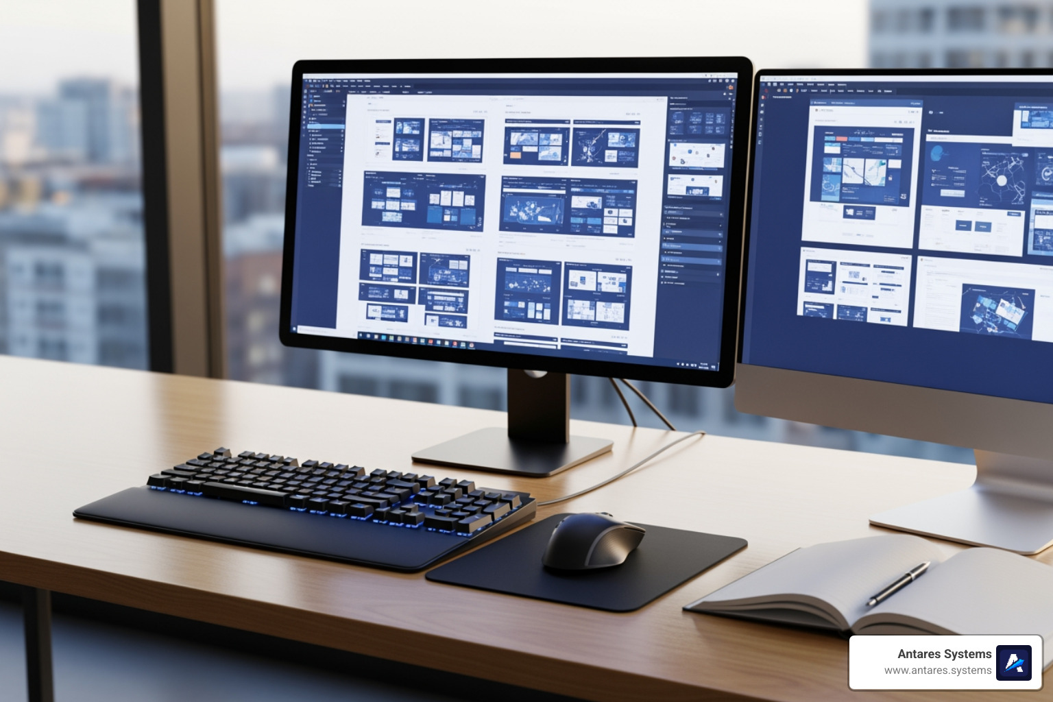 designer's workspace showing wireframes on a screen - austin texas web designer