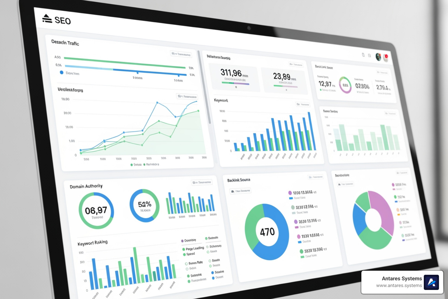 dashboard showing various SEO metrics - seo tools for small business dashboard showing various SEO metrics - seo tools for small business
