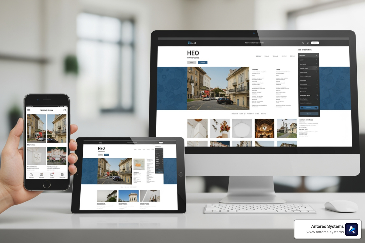 website on a phone, tablet, and desktop to illustrate mobile responsiveness - affordable website development