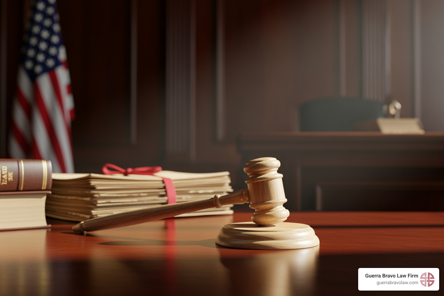 Sala de tribunal con un mazo de juez, simbolizando la navegación del sistema legal - Abogado con experiencia