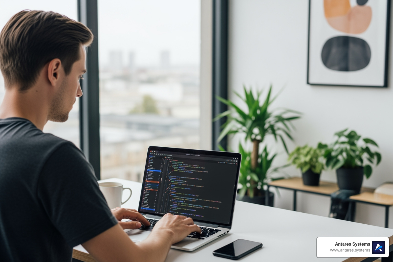 image of a web developer working on a laptop - cheap small business website design