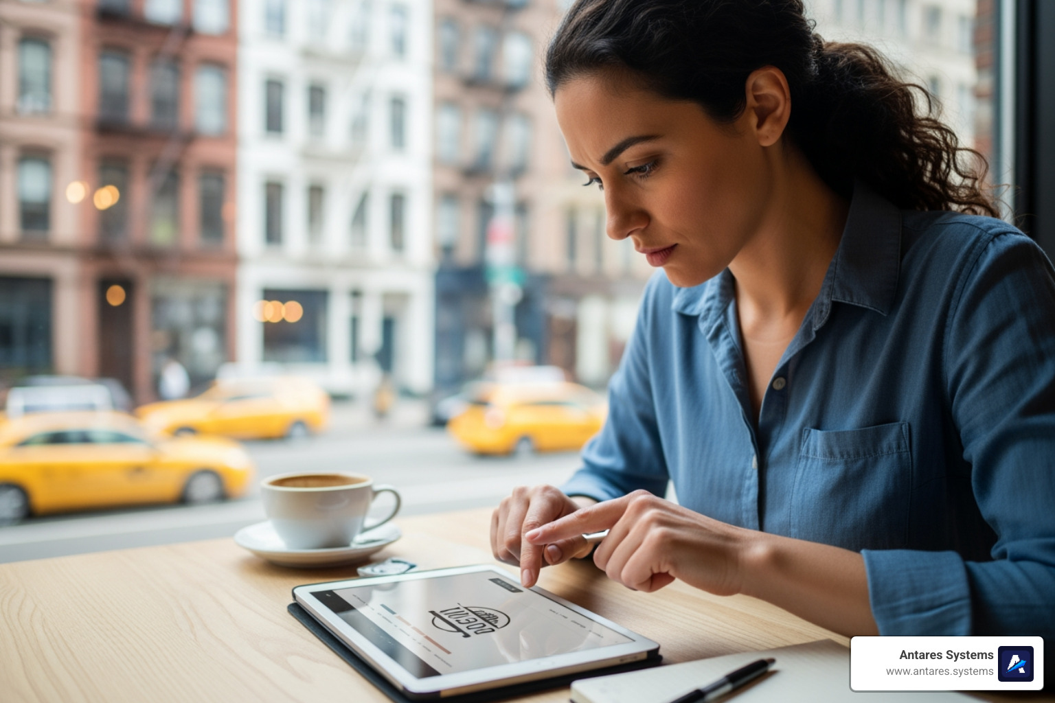 image of a small business owner looking at their website on a tablet - cheap small business website design