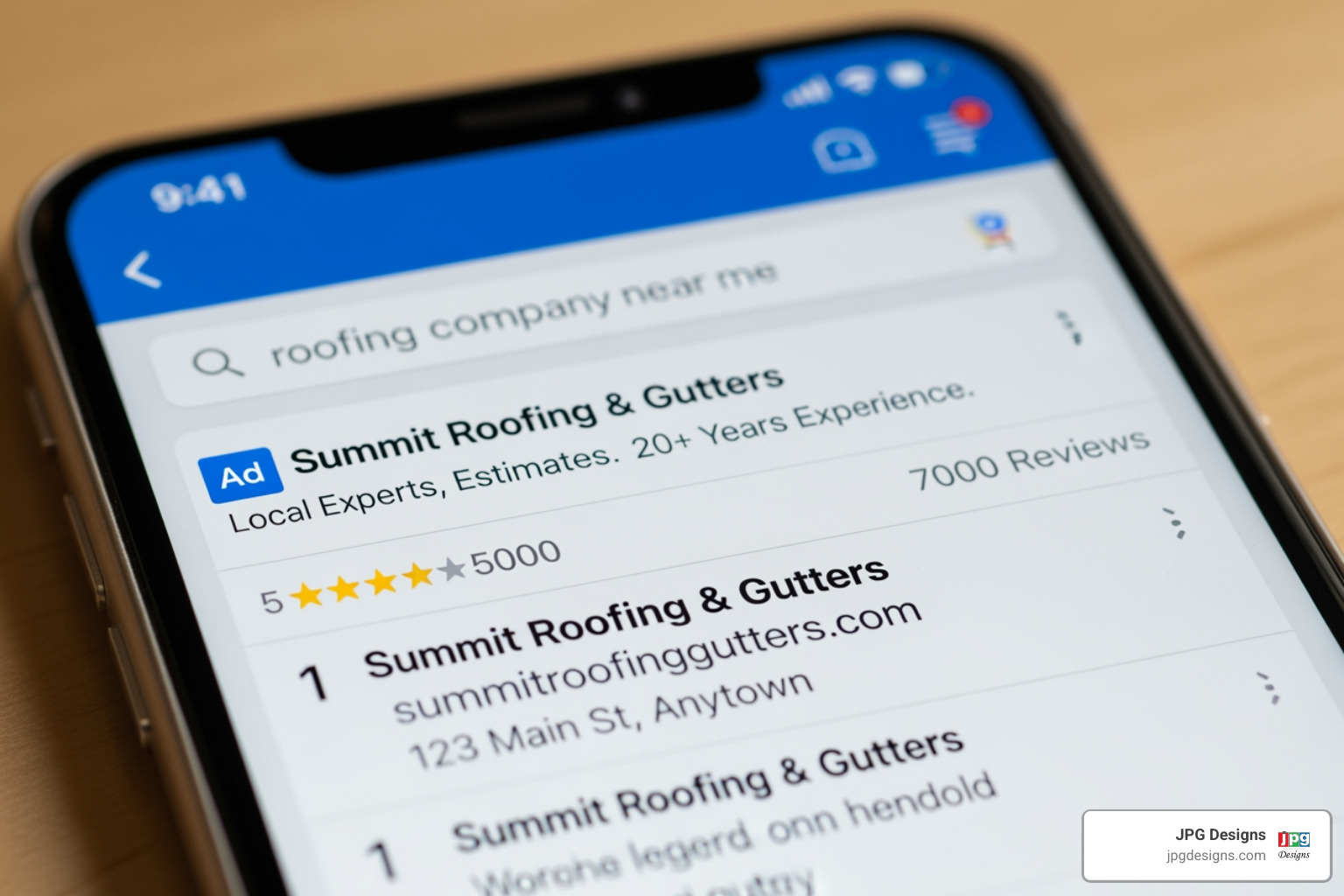 roofing website ranking #1 on Google for a local search term - roofing websites