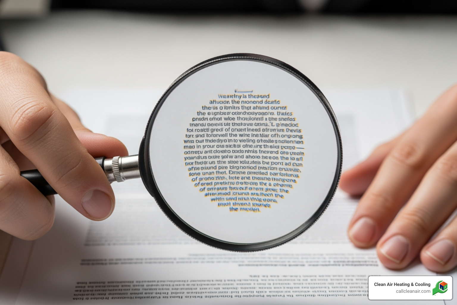 person reviewing document with magnifying glass - hvac maintenance plans