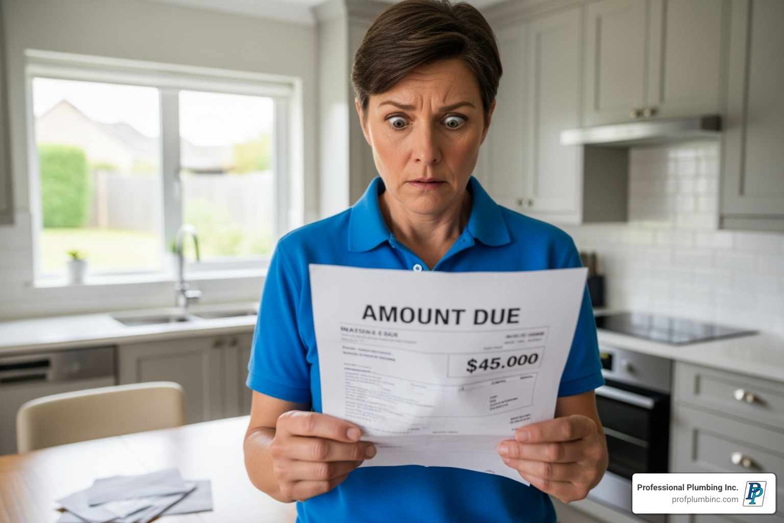 of a homeowner looking at a surprisingly high water bill - concrete slab leak detection