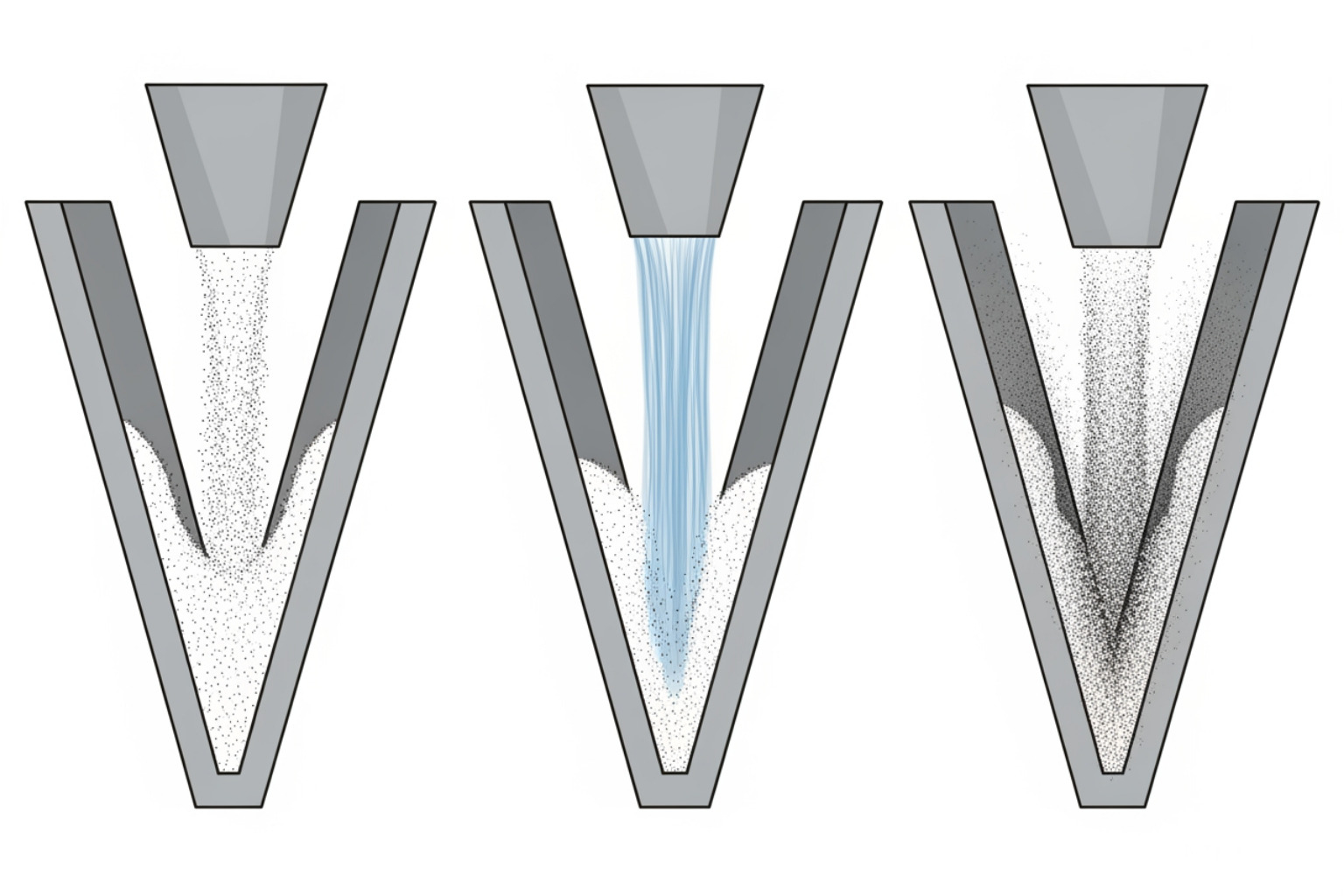 Image of a diagram illustrating the difference between cascading, cataracting, and centrifuging material inside a V-blender at different speeds. - what is the speed for pharmacutical blending using v blender Image of a diagram illustrating the difference between cascading, cataracting, and centrifuging material inside a V-blender at different speeds. - what is the speed for pharmacutical blending using v blender