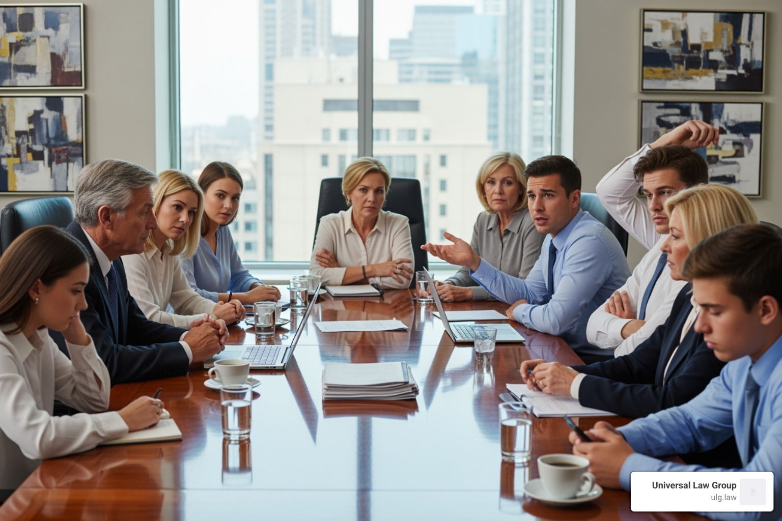 A family business meeting, with members showing complex personal dynamics and potential tension - Partnership Dispute & Fiduciary Duty Lawyer