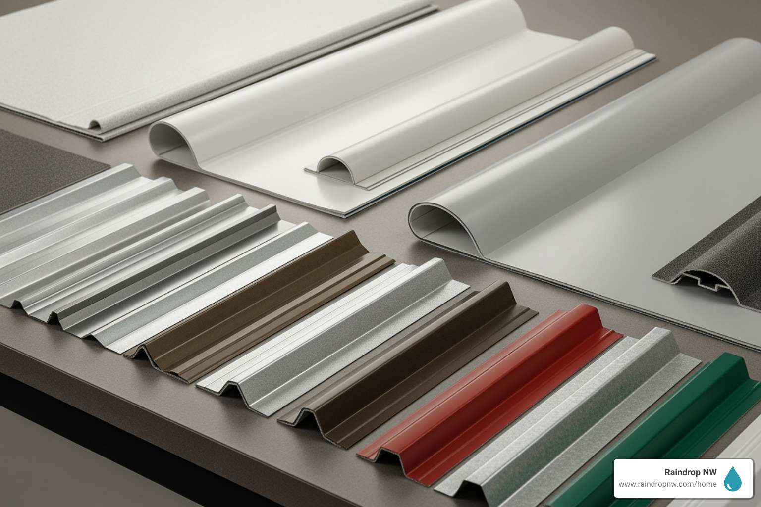 Various commercial roofing material samples like TPO, PVC, and Metal roofing - licensed commercial new and replacement roofs contractor in vancouver wa