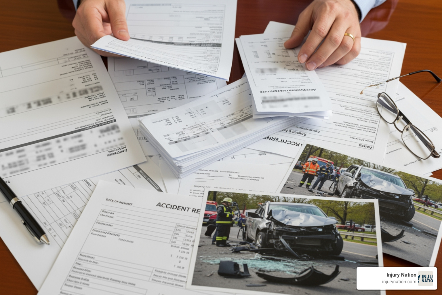 a person organizing documents like medical bills and accident photos - injury lawyer free consultation a person organizing documents like medical bills and accident photos - injury lawyer free consultation