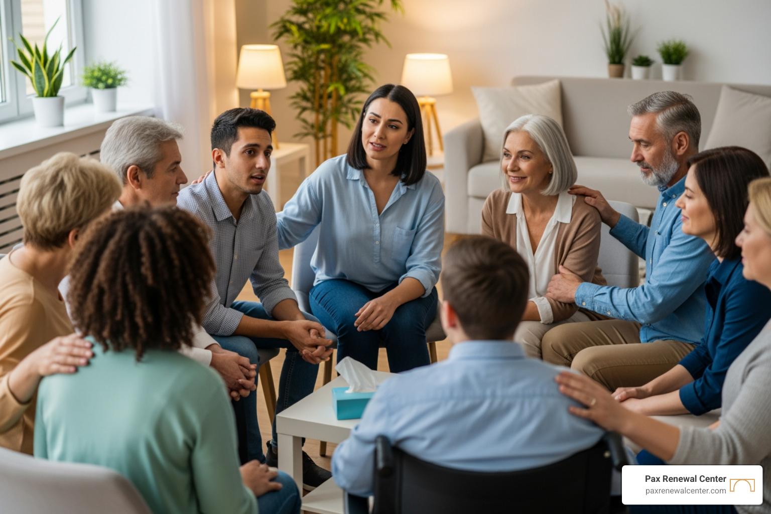 diverse group of people in a supportive setting - grief counseling lafayette la