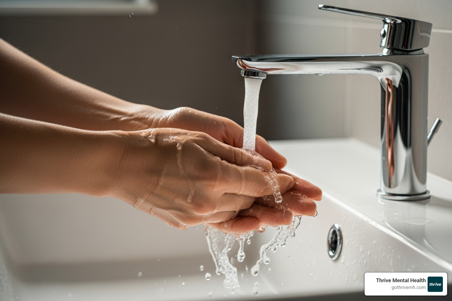 Hands being washed under running water, representing contamination OCD - what are the 4 types of ocd