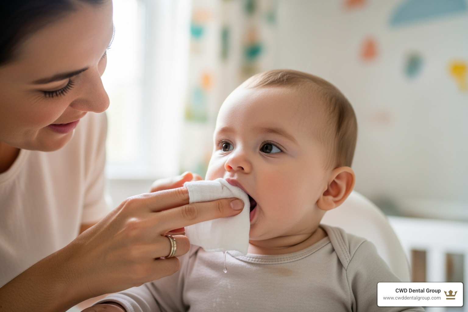 parent wiping baby gums - dental tips for parents