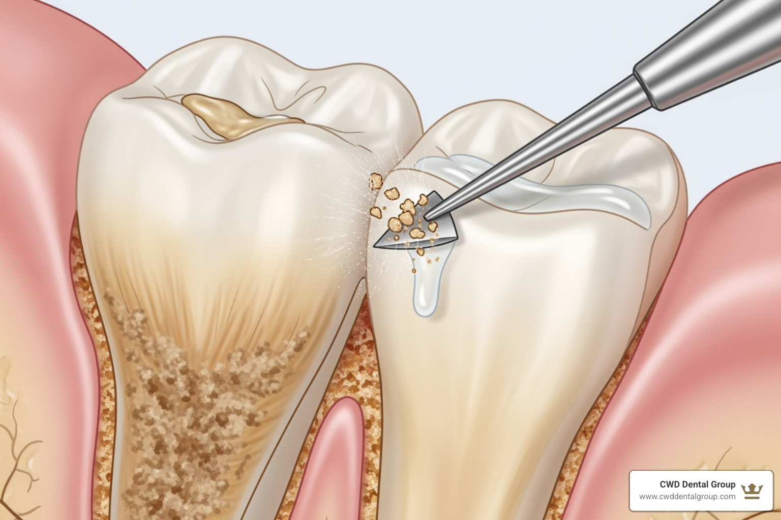 illustrating the smoothing of a tooth root - scale of teeth illustrating the smoothing of a tooth root - scale of teeth
