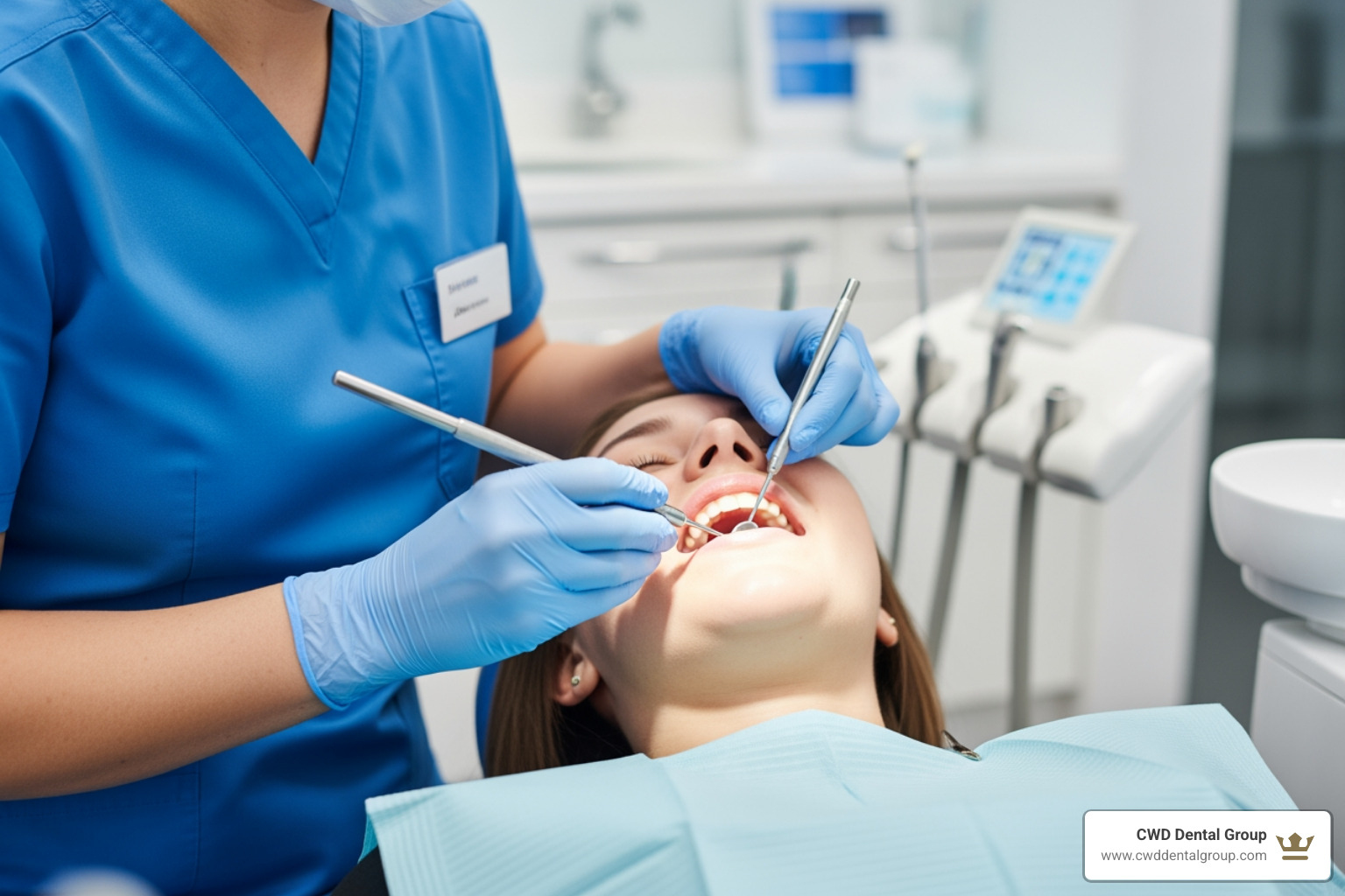 Dental hygienist performing teeth cleaning - Dental clinic Tallahassee FL Dental hygienist performing teeth cleaning - Dental clinic Tallahassee FL