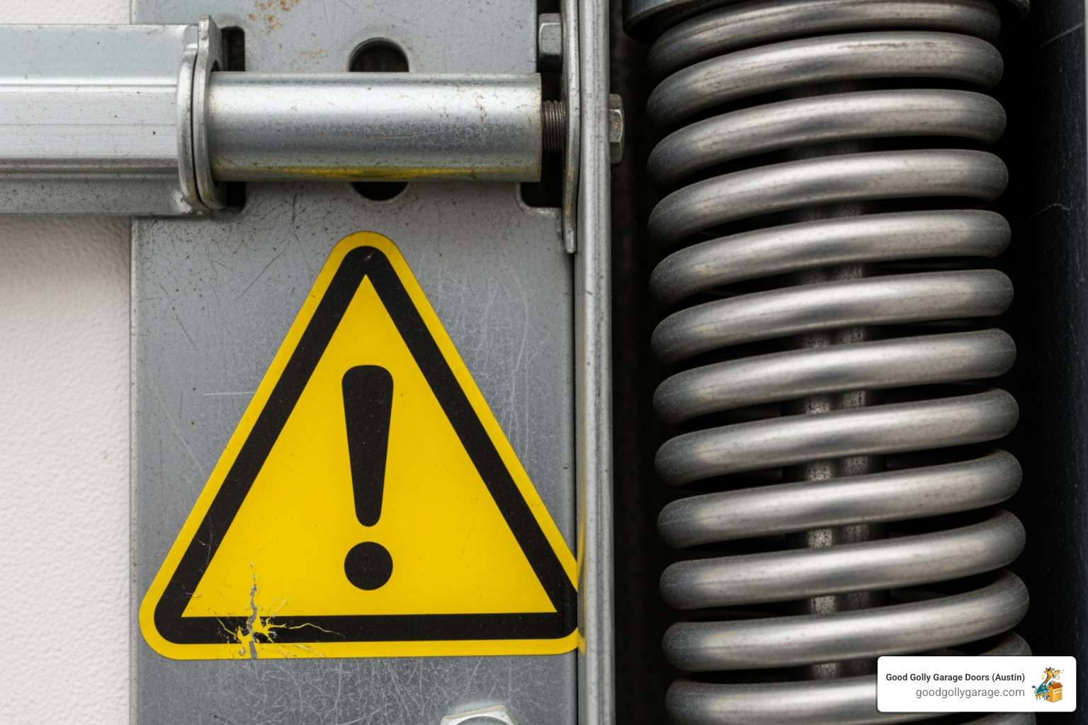 Danger High Tension Spring Warning Label - emergency broken garage door in west lake tx Danger High Tension Spring Warning Label - emergency broken garage door in west lake tx