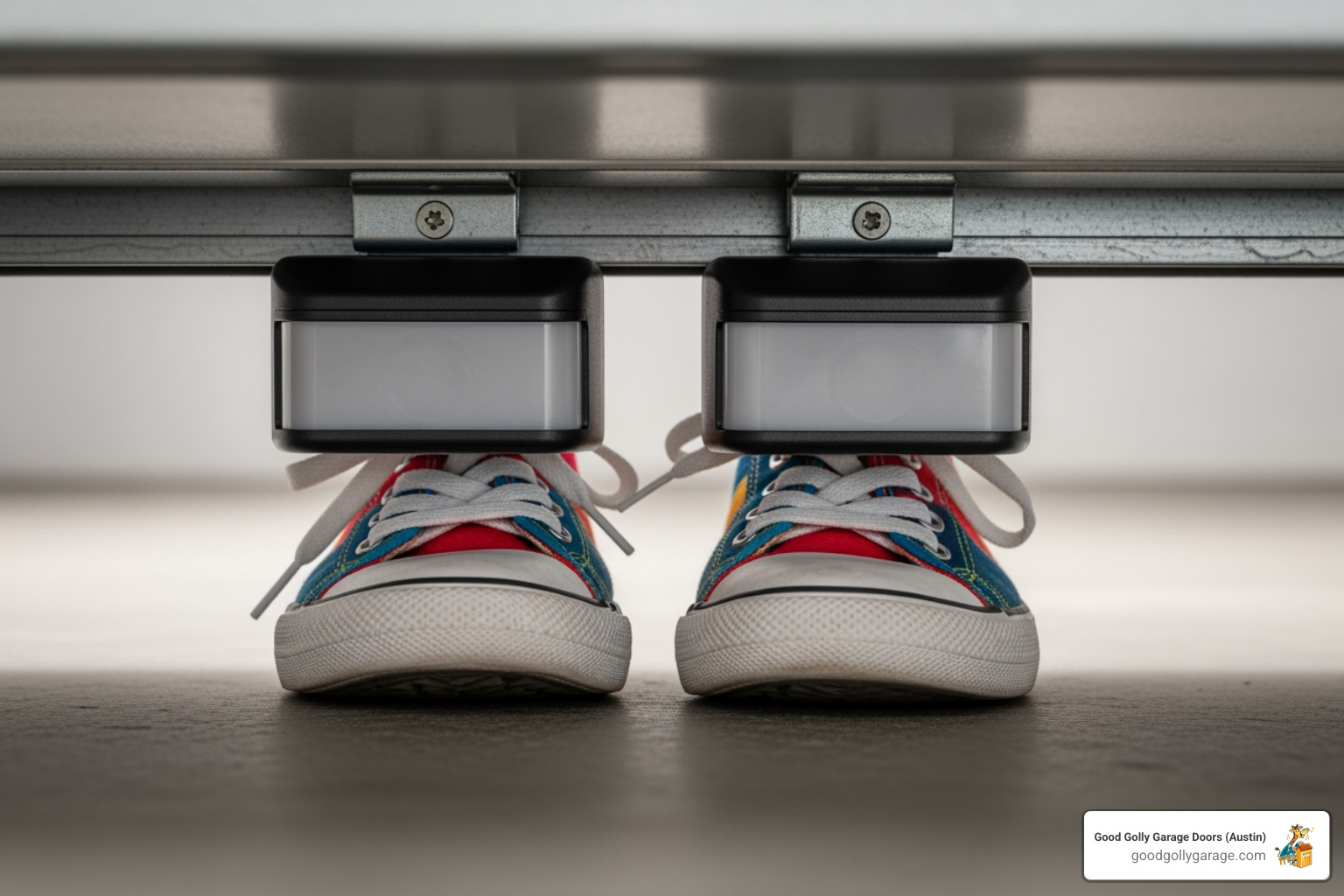 A close-up image of a garage door safety sensor with an obstruction, illustrating why a garage door might not close. - emergency garage door opener repair in georgetown tx A close-up image of a garage door safety sensor with an obstruction, illustrating why a garage door might not close. - emergency garage door opener repair in georgetown tx