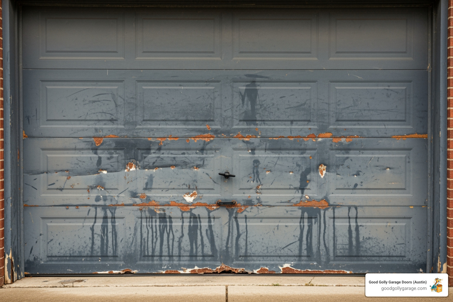 visibly worn and dented garage door - Garage Door Installation In Round Rock TX visibly worn and dented garage door - Garage Door Installation In Round Rock TX