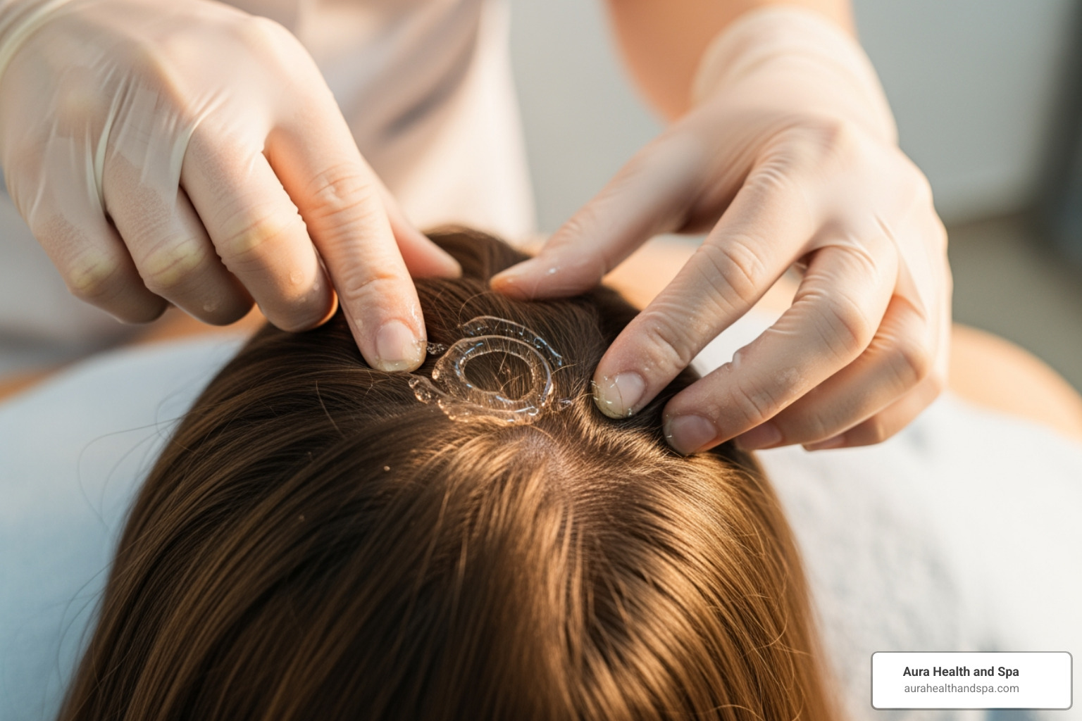 A close-up image showing a medical professional gently massaging a hair restoration serum into a client's scalp during a treatment session - what are hair plugs