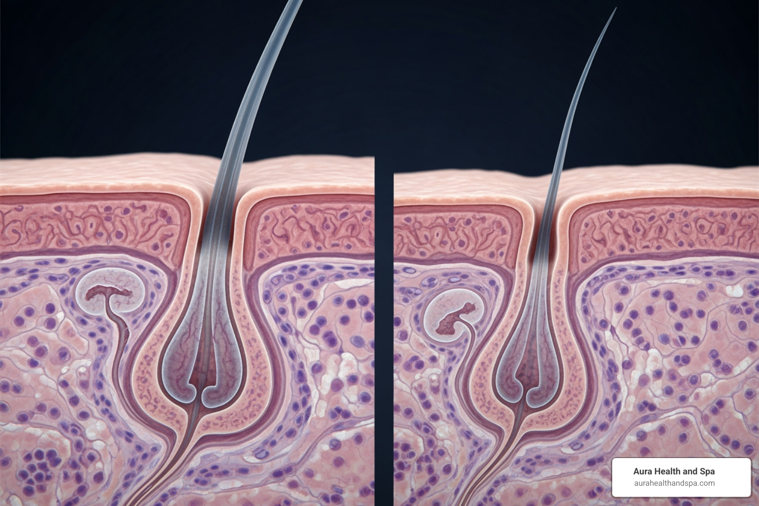 comparing a healthy hair follicle to a miniaturized one - boost hair follicles