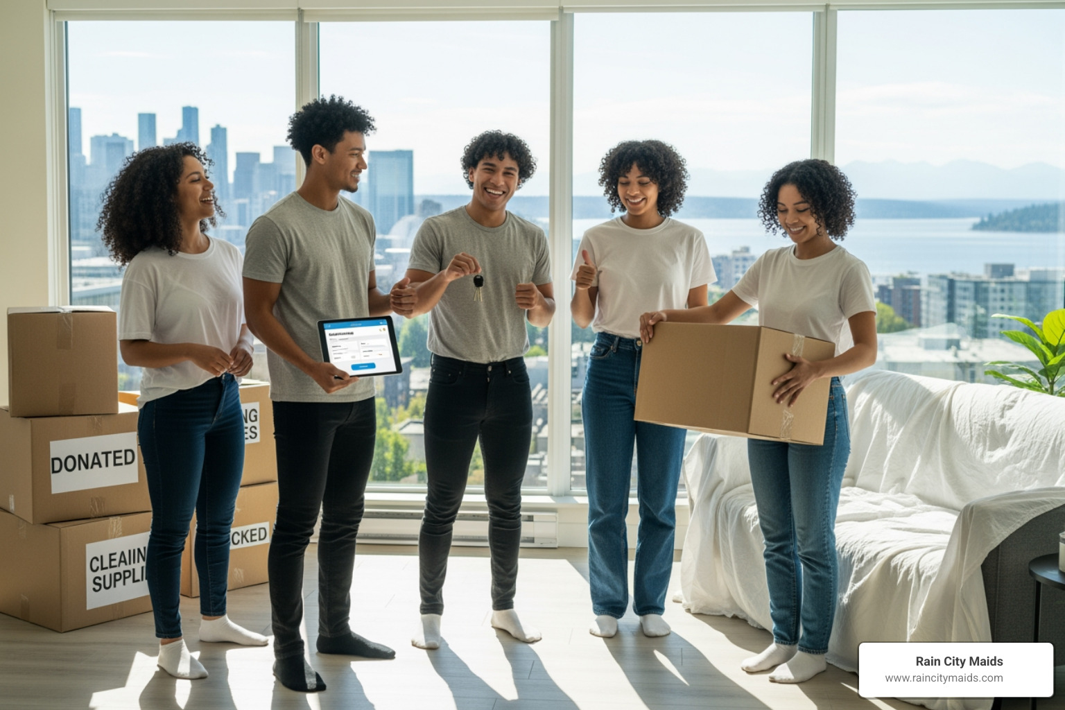 person on a laptop scheduling a cleaning service online - "I need to schedule a move-out clean for my apartment in Renton."