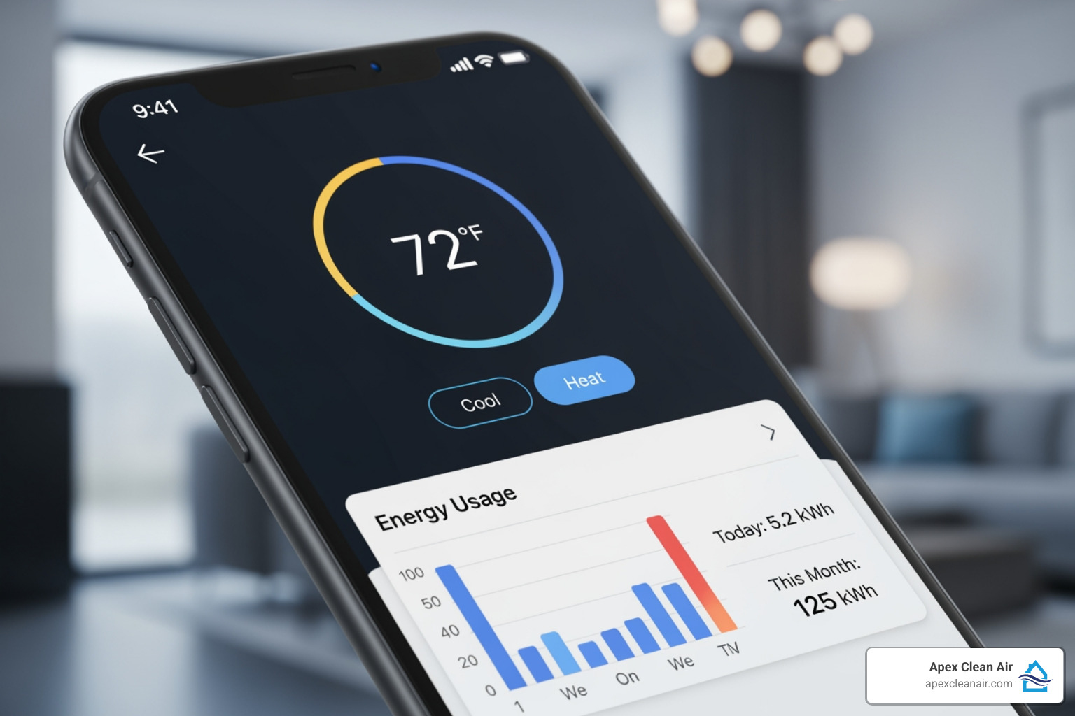 Smartphone app displaying thermostat controls and energy usage data - best thermostat replacement Smartphone app displaying thermostat controls and energy usage data - best thermostat replacement