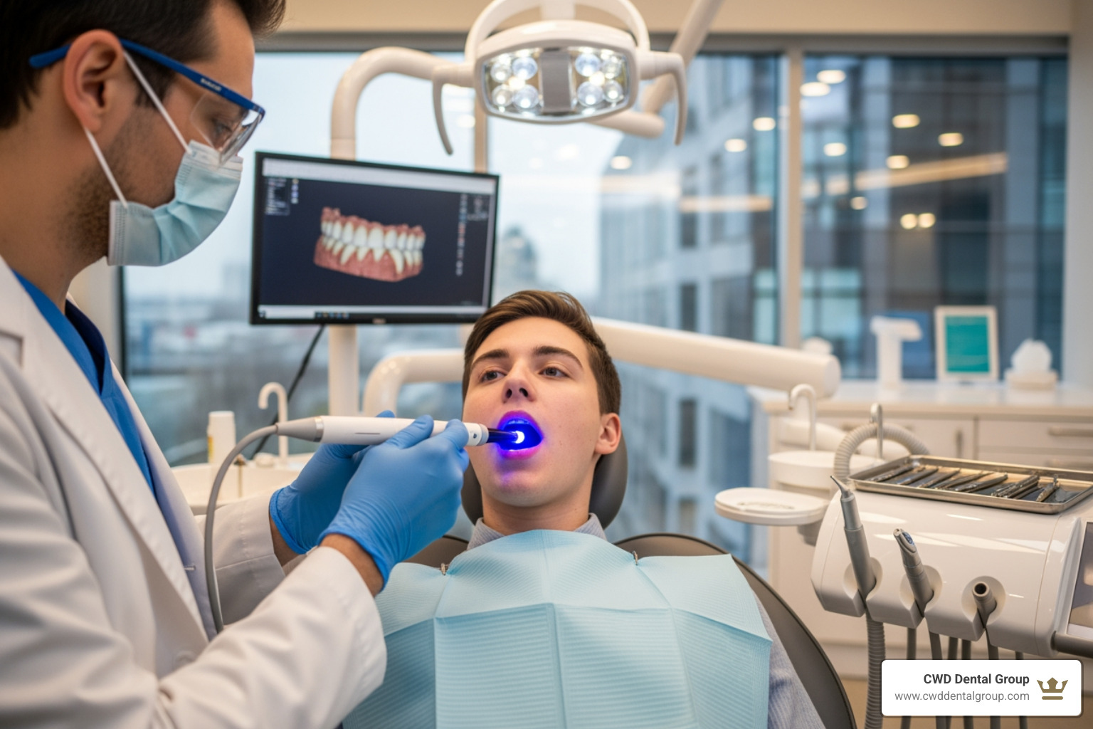 dentist using an intraoral scanner on a patient - Advanced dental technology