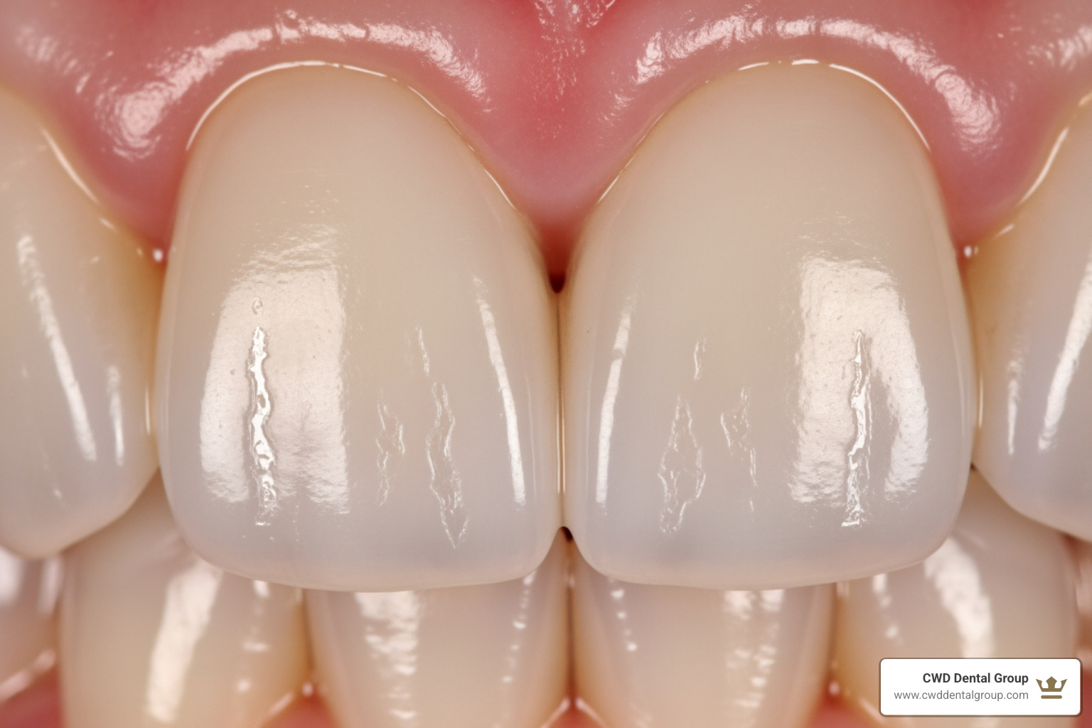teeth with very mild dental fluorosis (faint white lines) - children's fluoride treatment