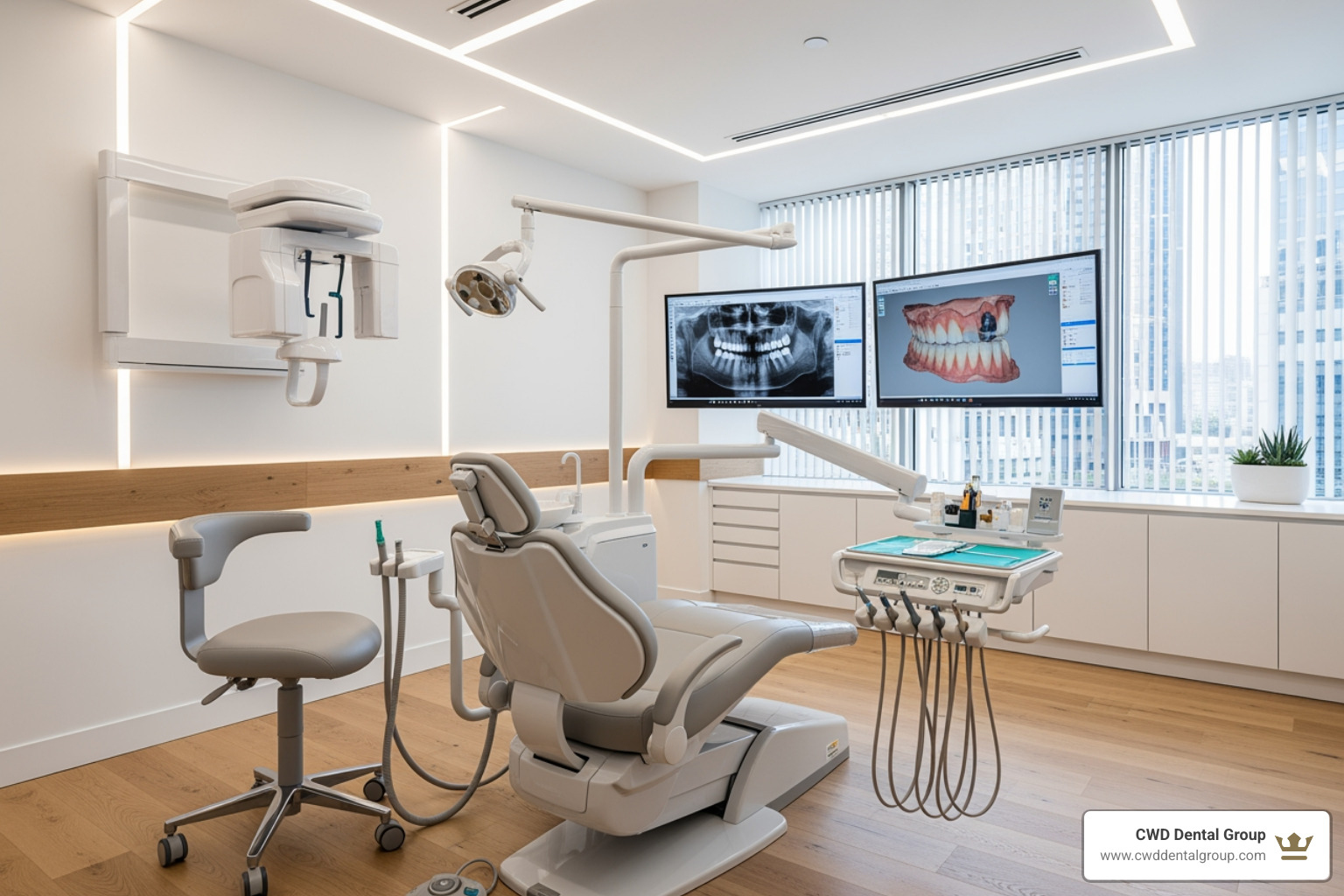 Image of modern dental technology in a clean office setting, featuring a dental chair, digital X-ray equipment, and computer screens - adult dentist near me Image of modern dental technology in a clean office setting, featuring a dental chair, digital X-ray equipment, and computer screens - adult dentist near me