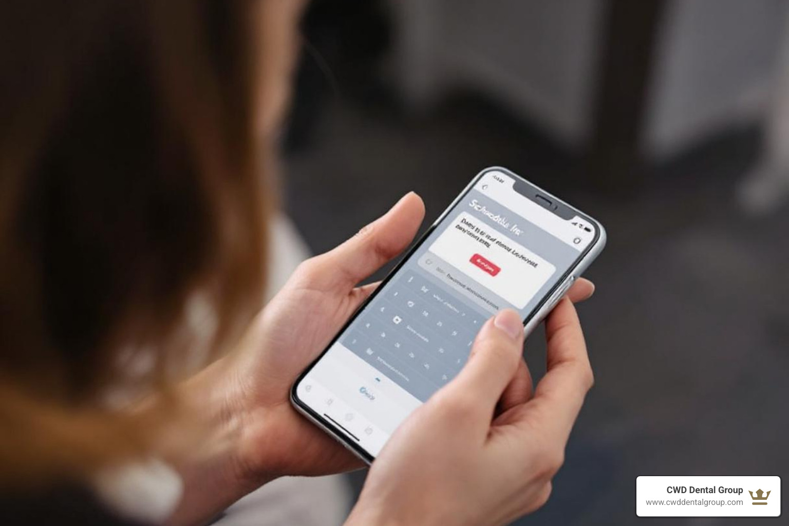 Person scheduling a dental appointment on their phone - Dentist open Saturday Tallahassee Person scheduling a dental appointment on their phone - Dentist open Saturday Tallahassee