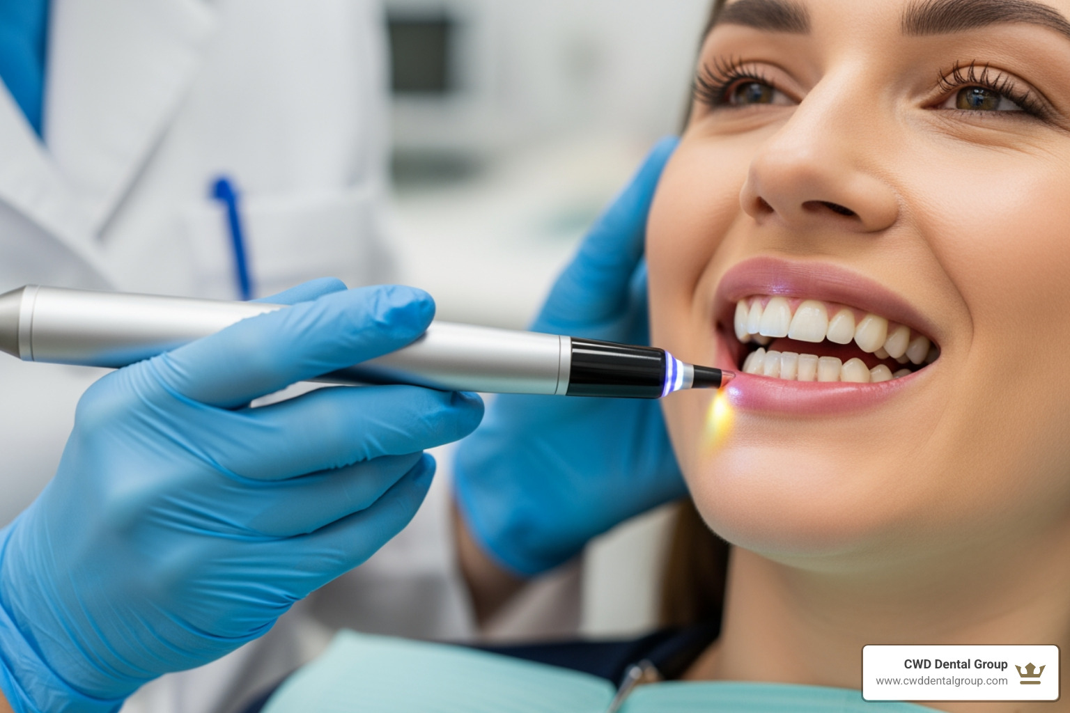 Image of a dentist using a digital intraoral scanner on a patient - Dental crowns Tallahassee
