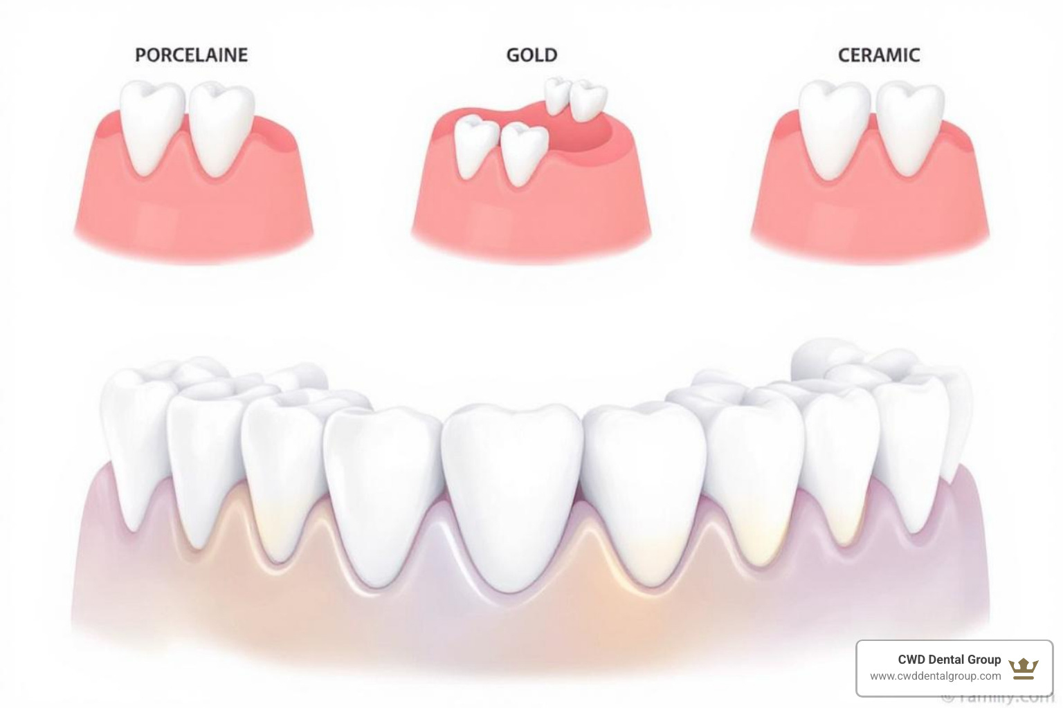 Image showing a diagram of different types of dental crowns - Dental crowns Tallahassee