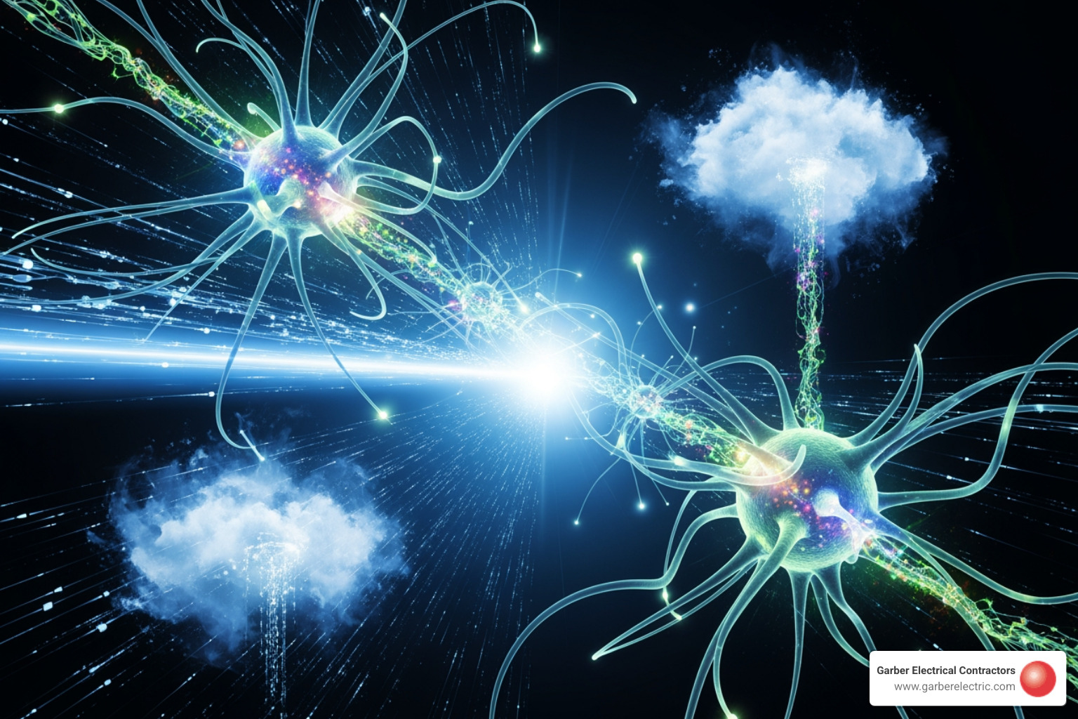 Abstract graphic representing AI and cloud computing networks - Security system integration Abstract graphic representing AI and cloud computing networks - Security system integration