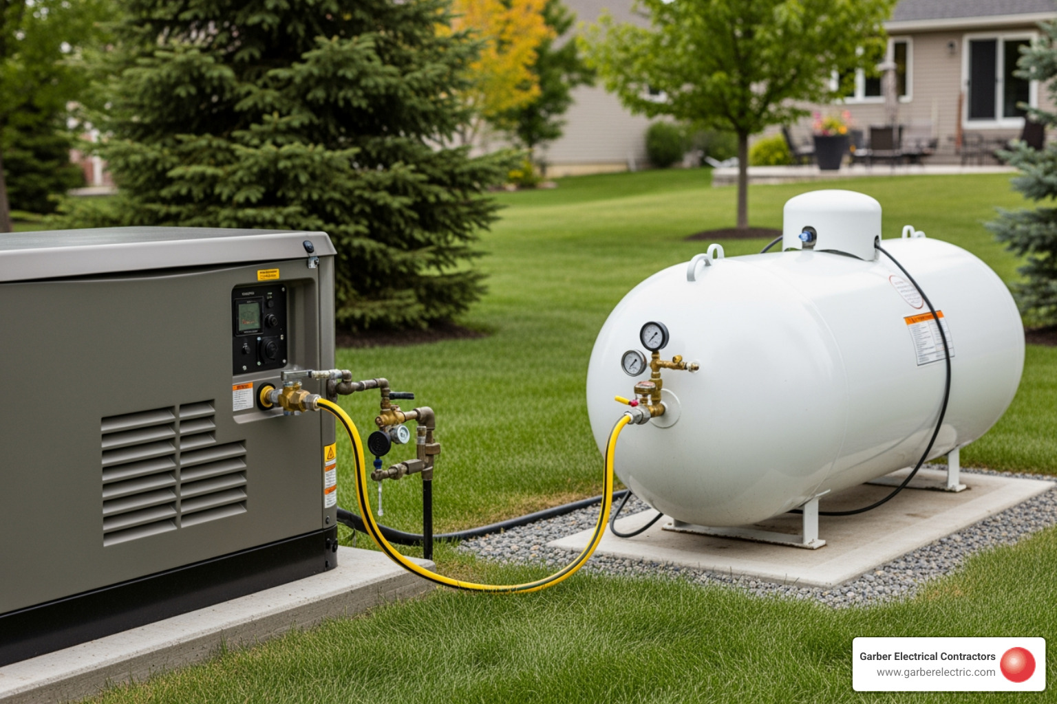 a natural gas line connected to a generator and a separate propane tank - how to size a whole house generator