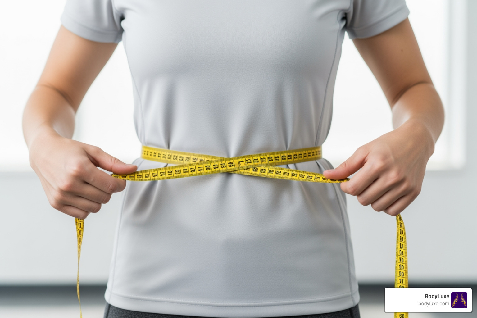 illustrating how to correctly measure waist circumference at the navel - lose stubborn fat