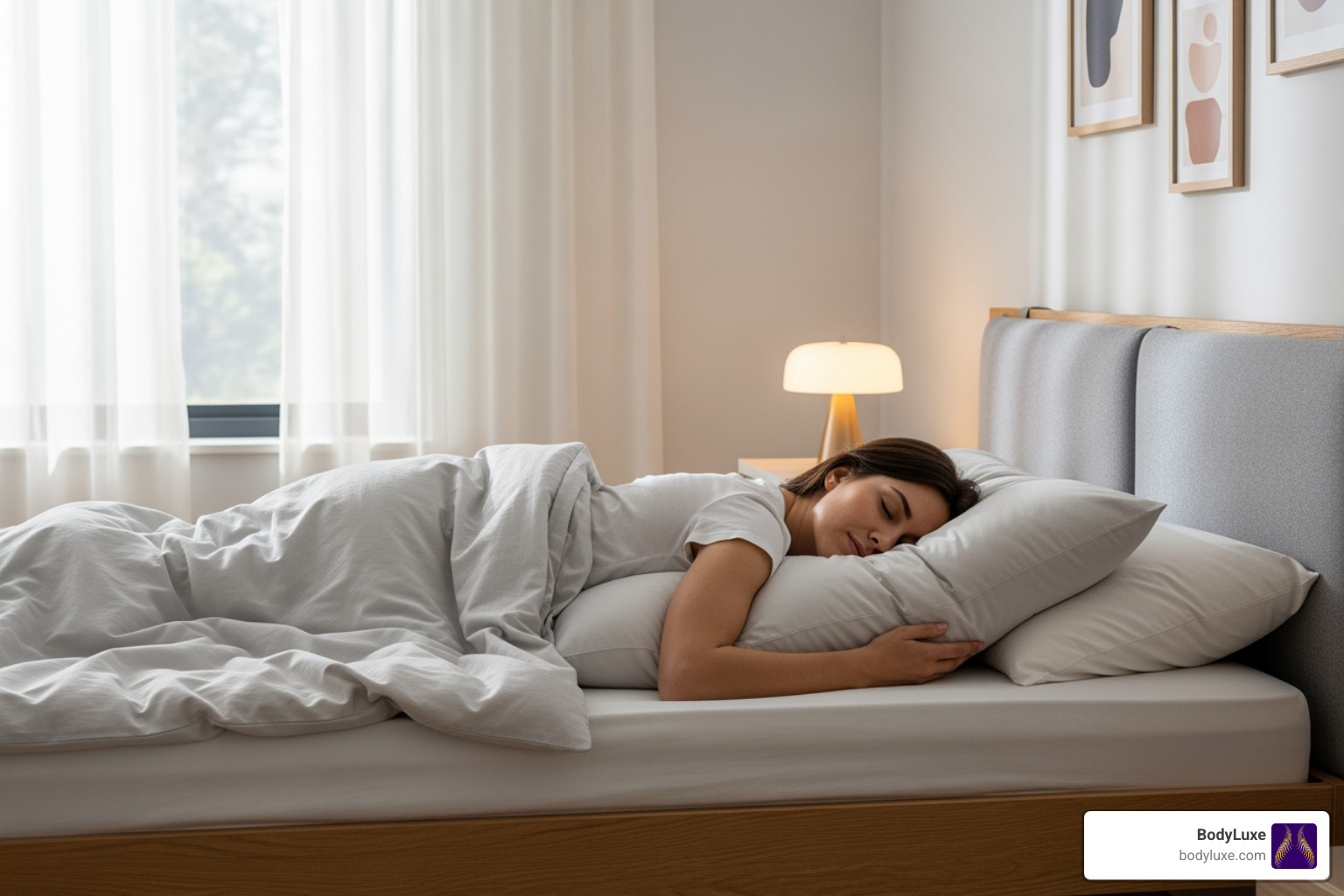person sleeping comfortably on their stomach with pillows for support - Awake BBL recovery person sleeping comfortably on their stomach with pillows for support - Awake BBL recovery