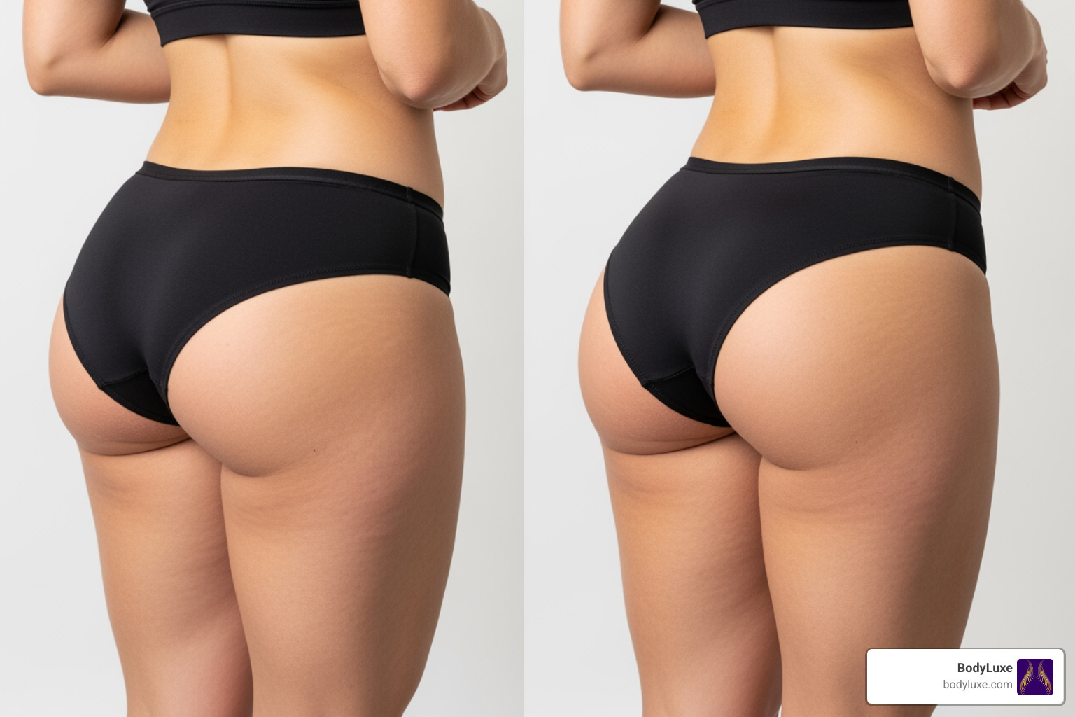BBL before and after photo comparison - Brazilian butt lift results