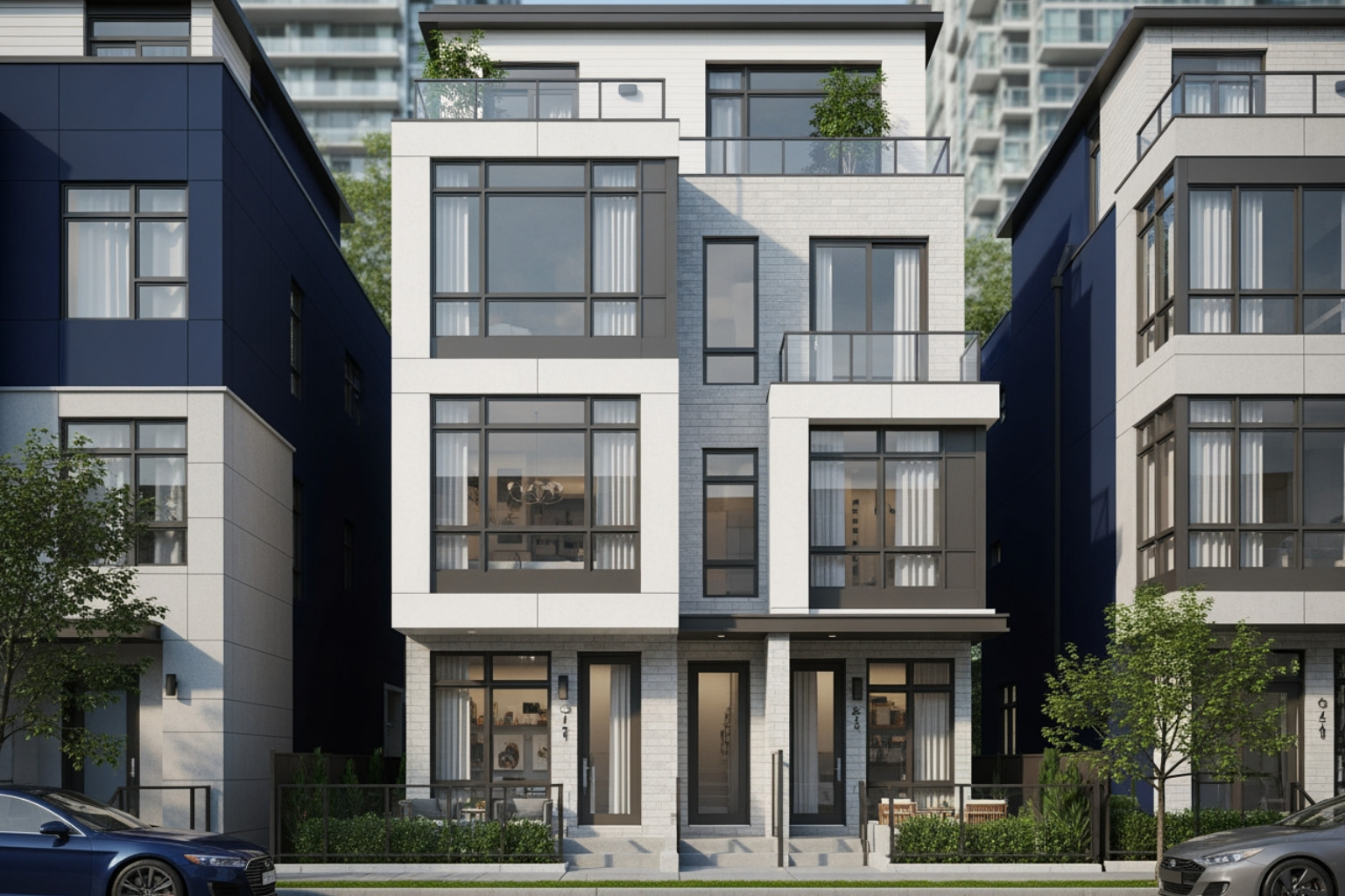 A modern 3-bedroom townhouse in a vibrant Toronto urban setting, showcasing contemporary architecture suitable for families. - 3 bedroom house Toronto A modern 3-bedroom townhouse in a vibrant Toronto urban setting, showcasing contemporary architecture suitable for families. - 3 bedroom house Toronto