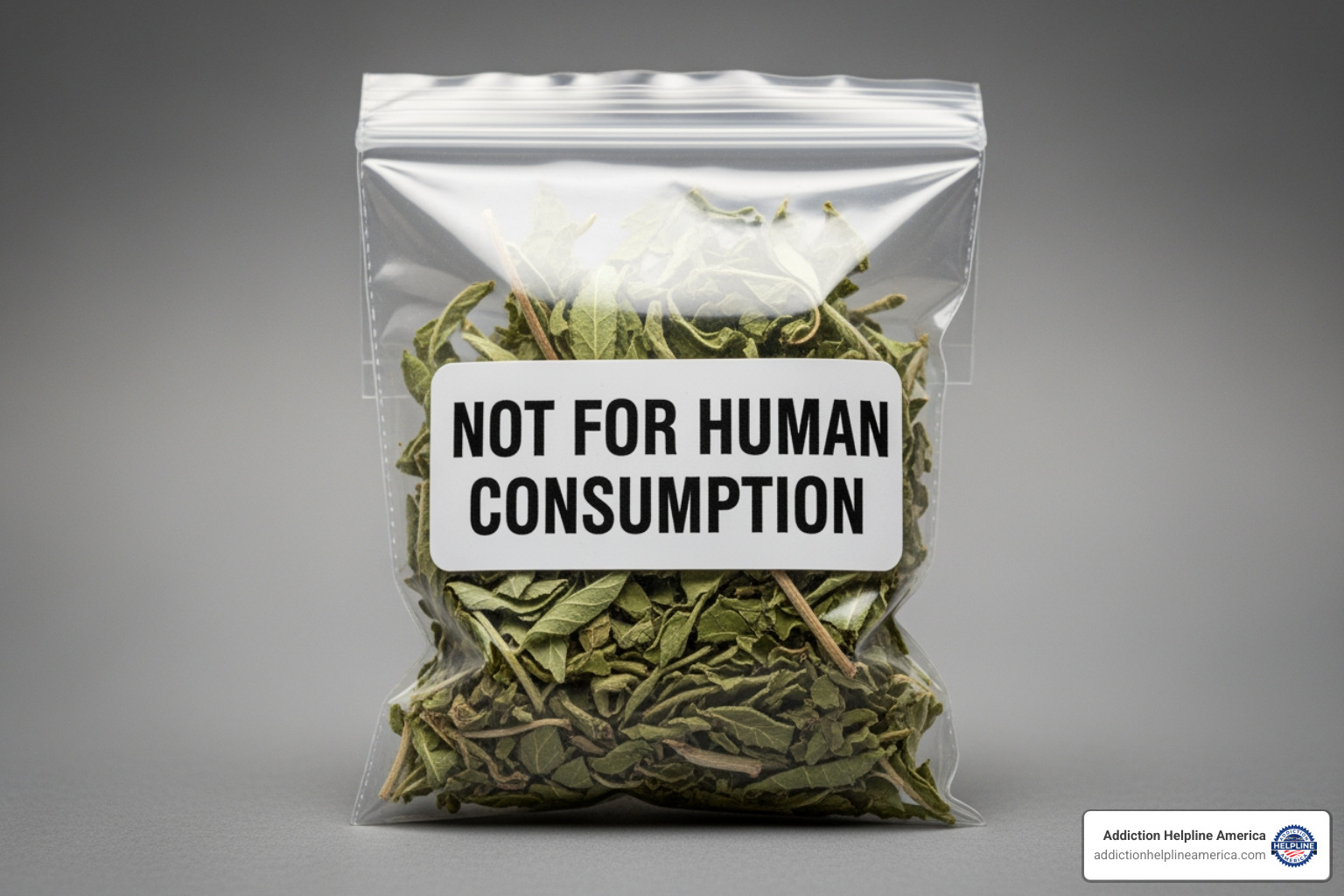 Not for human consumption label on a salvia product - divinorum