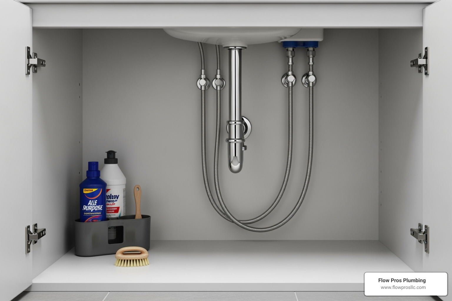 A clean, organized under-sink pipe setup - emergency plumbing not working in st petersburg fl
