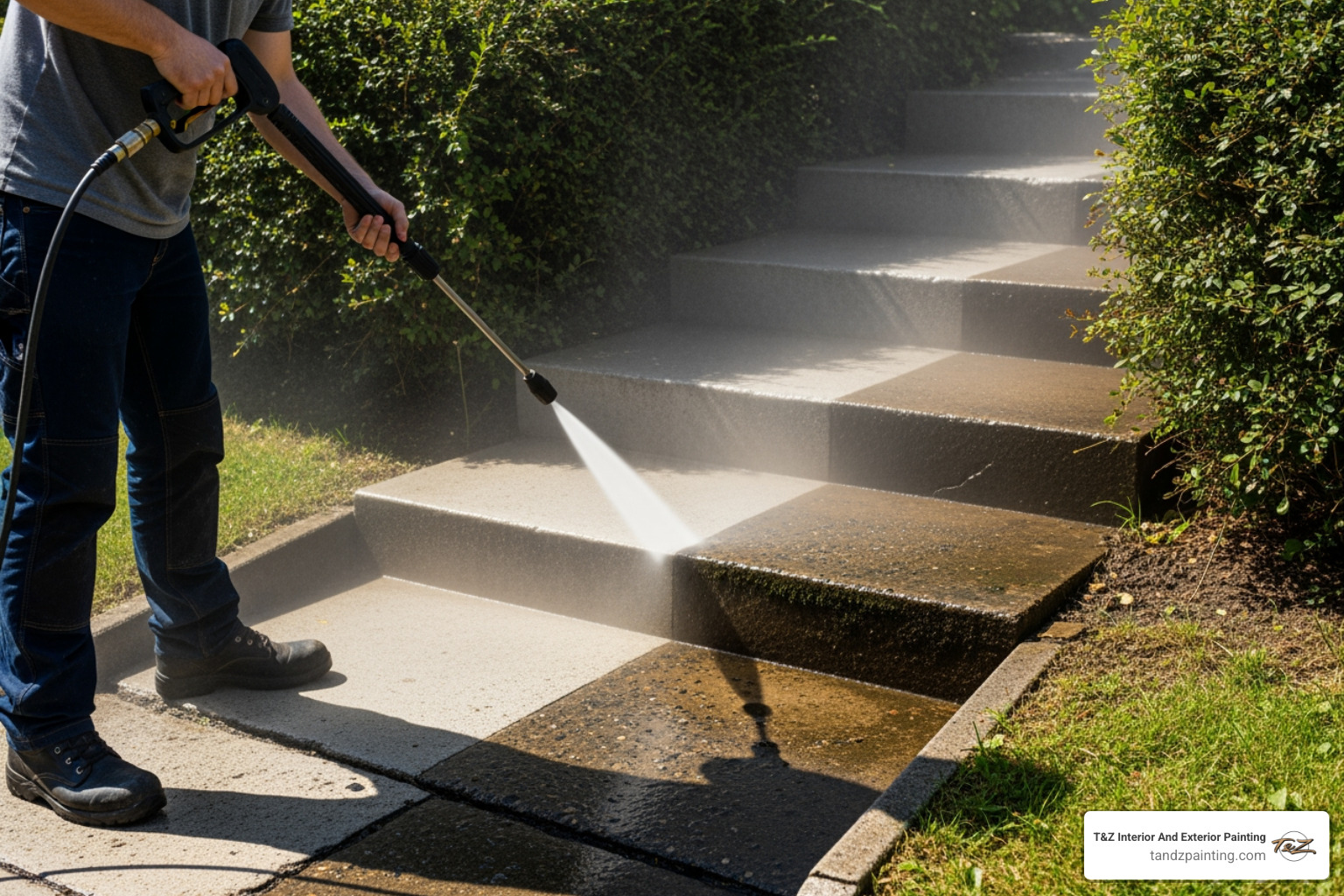 concrete steps being power washed - paint for concrete steps outside concrete steps being power washed - paint for concrete steps outside