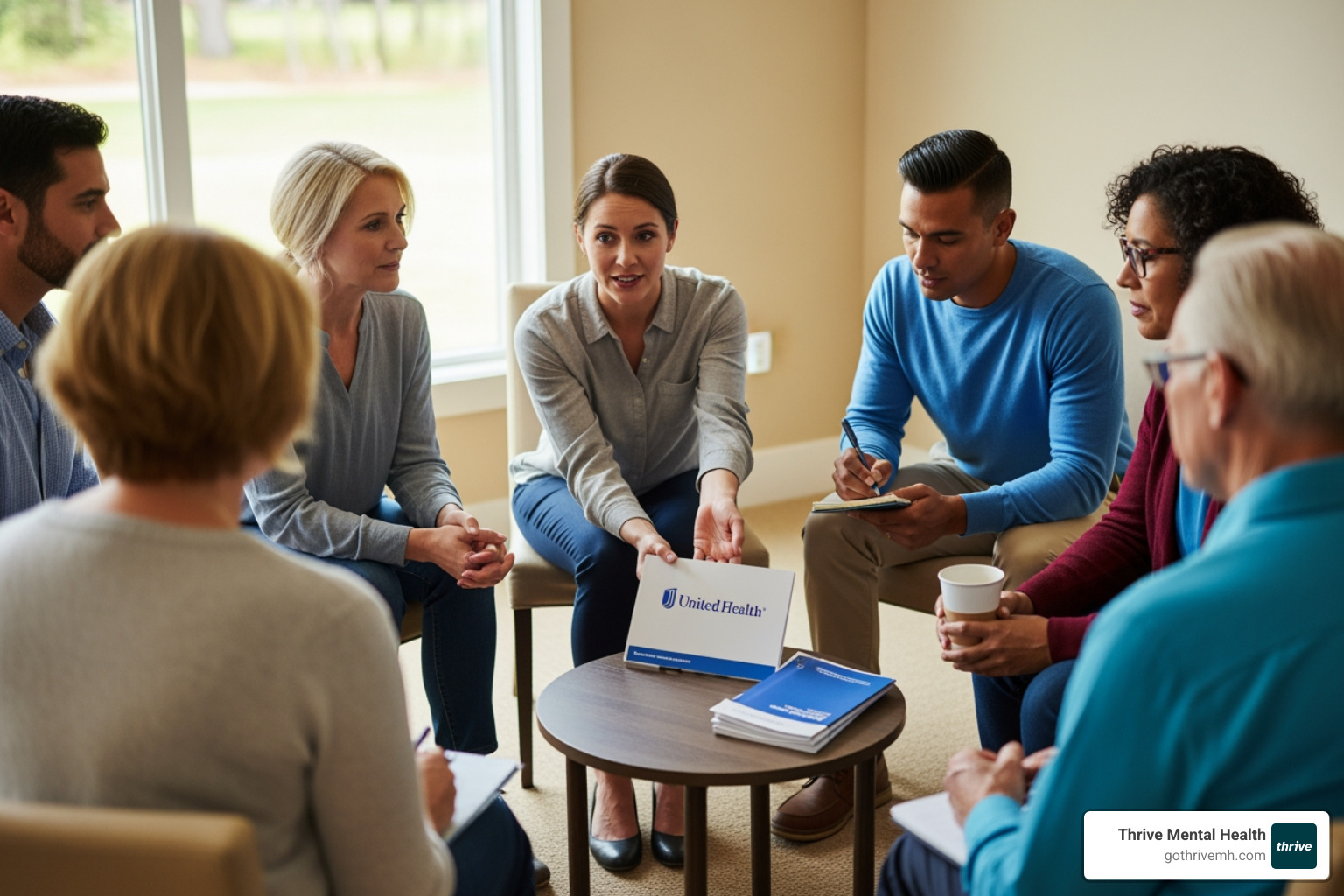 Diverse group of therapists' profile pictures, showing specialties and credentials - Find a mental health provider that is part of the United Health company network.