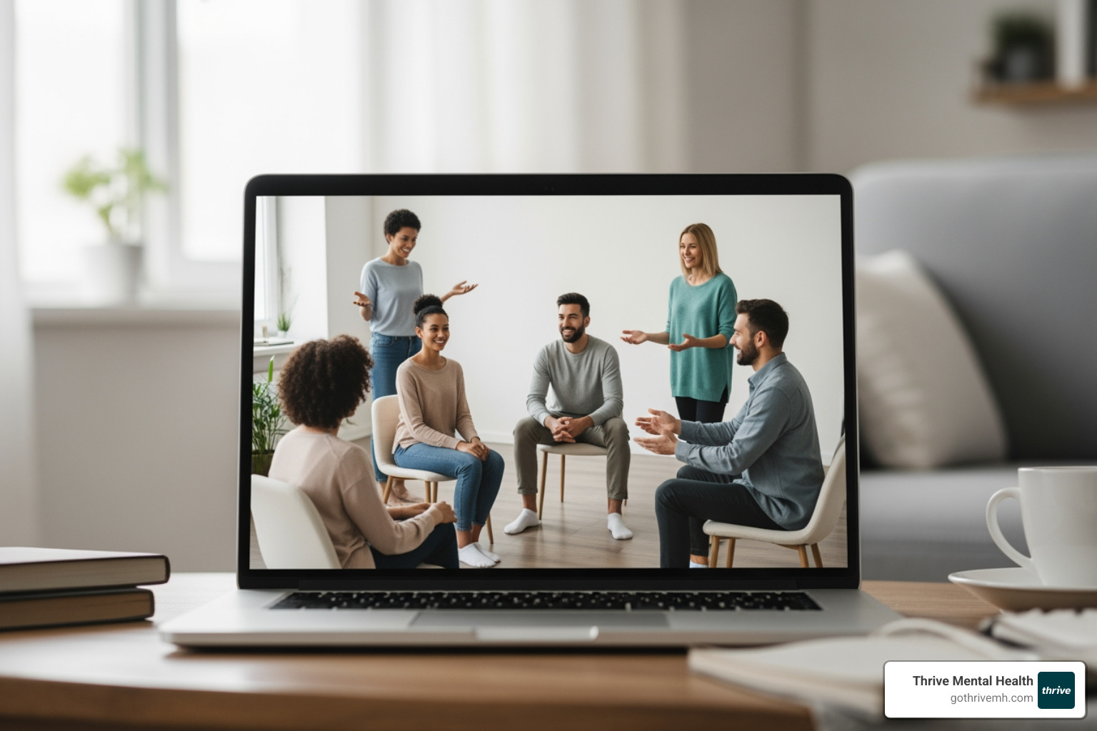 virtual group therapy session on laptop screen - I have insurance through the United Health organization. What are my options for intensive mental health care?