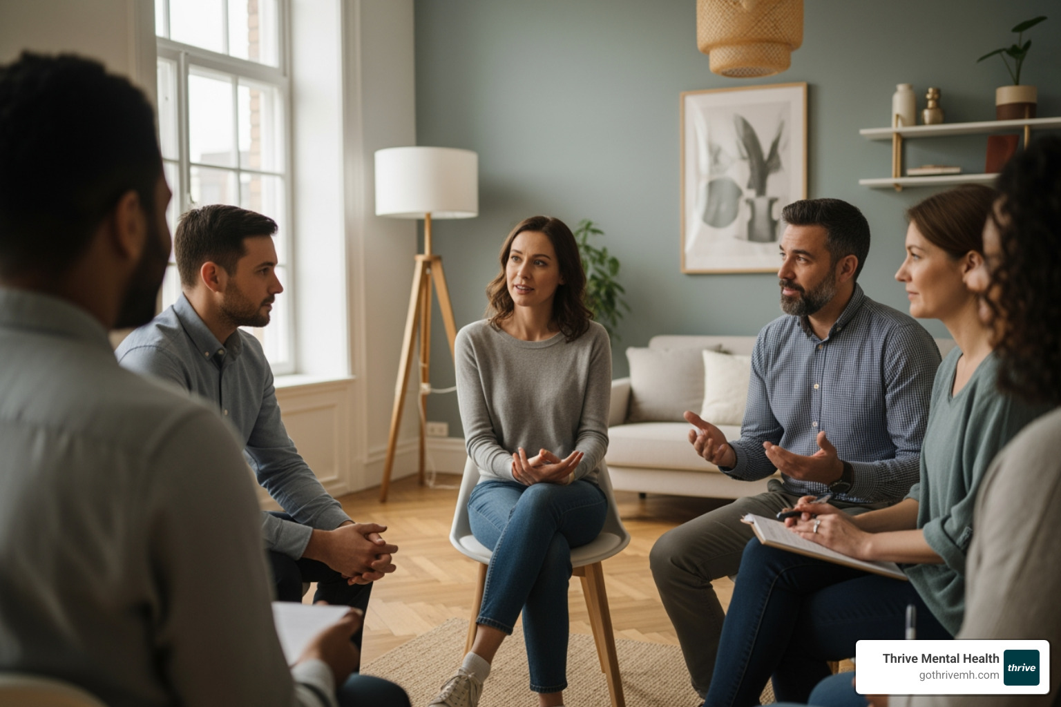 Group therapy session, supportive and focused. - Find PHP programs in California that are in-network with Pacific Blue Cross.