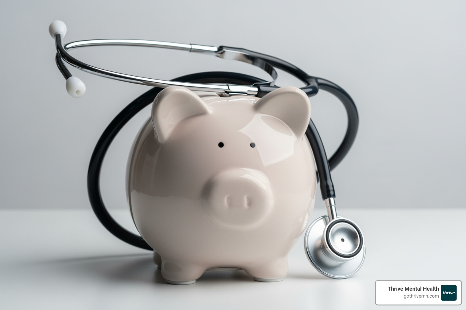 A piggy bank with a stethoscope, symbolizing healthcare savings - What are the benefits of health insurance covering mental health services like IOP?