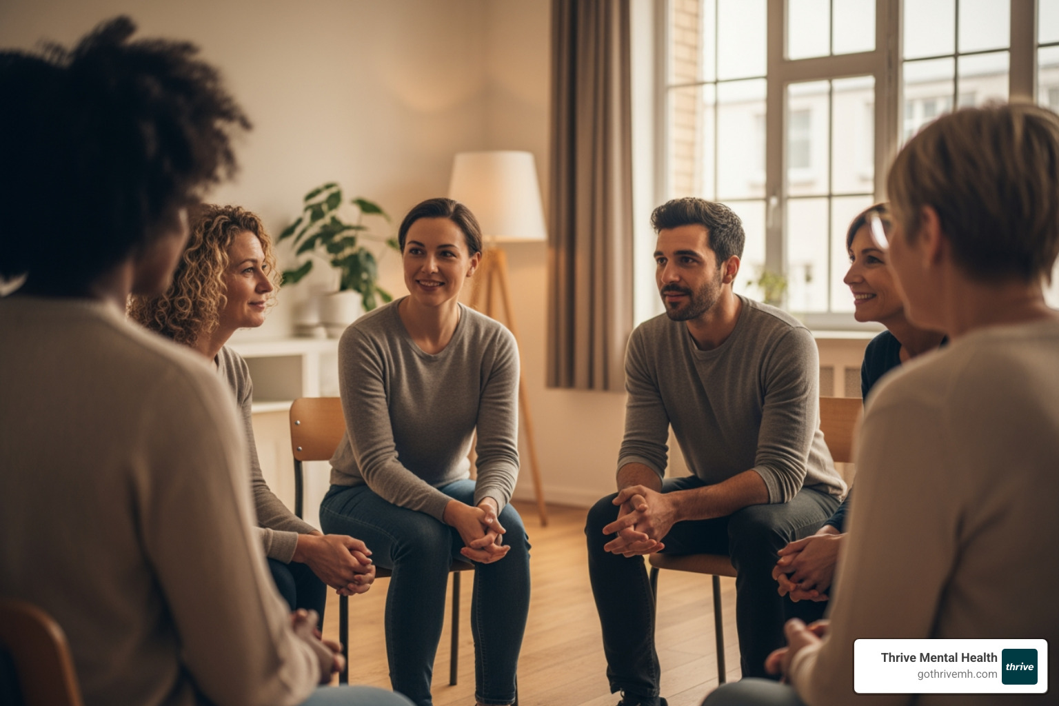 Diverse group in autism-friendly group therapy, alt text: "Autism group therapy Miami" - Find mental health treatment for adults with autism in Miami.