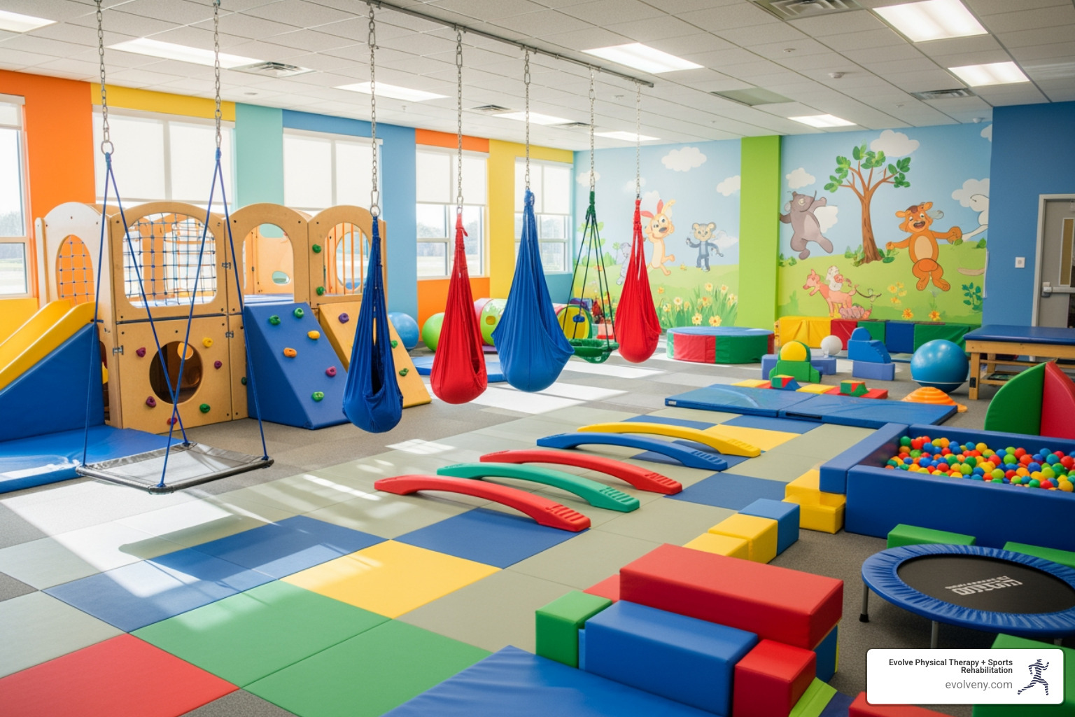 colorful pediatric therapy gym - Brooklyn pediatric physical therapy