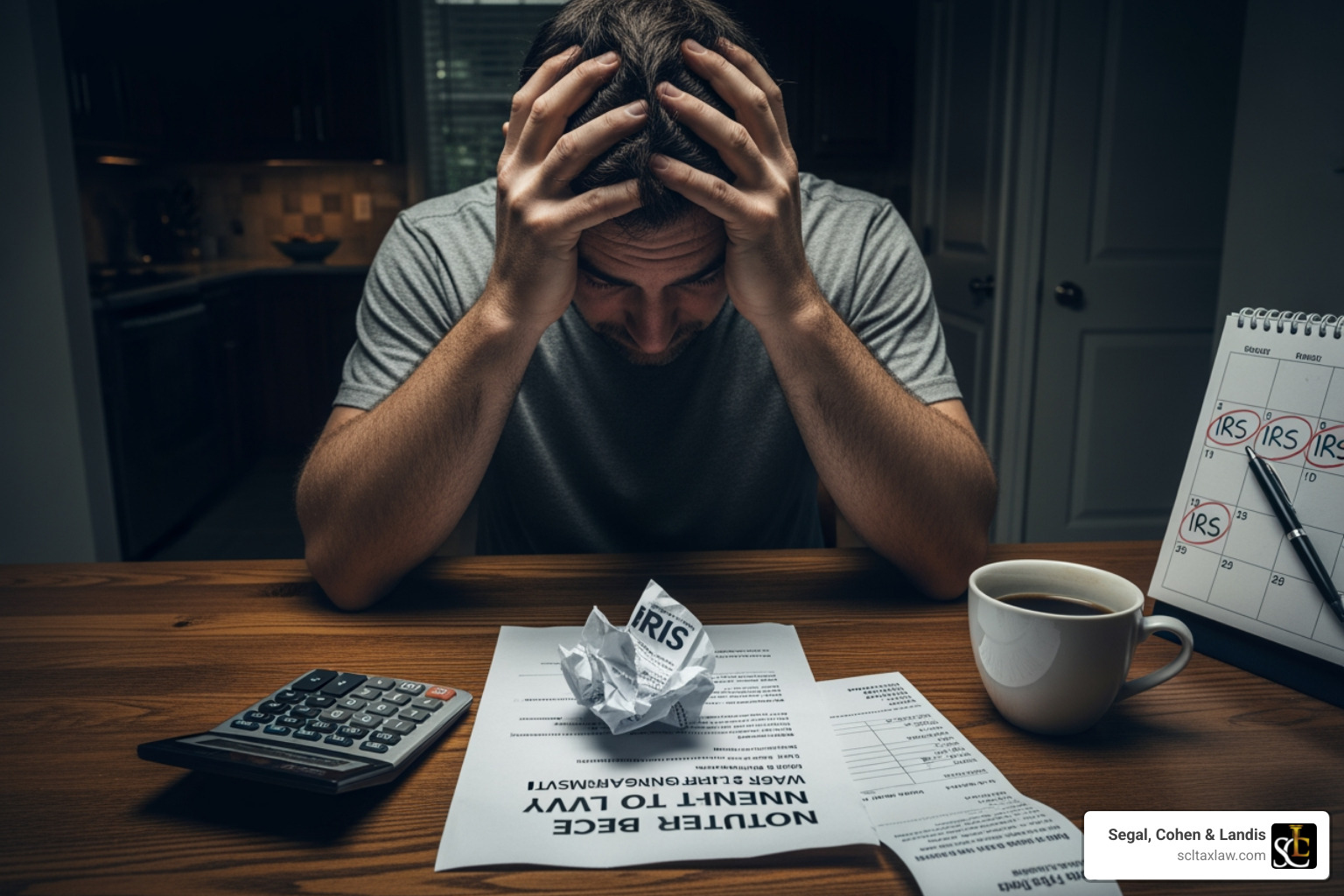 A redacted example of an IRS Final Notice of Intent to Levy, Letter 1058, indicating an impending wage garnishment. - Stop IRS wage garnishment